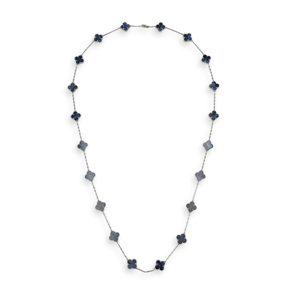 Van Cleef & Arpels Vintage Alhambra 20 Motifs Long Necklace in Blue