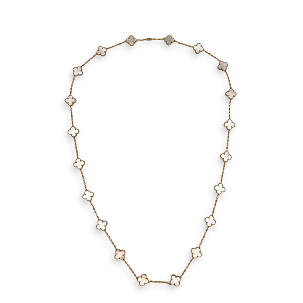 Van Cleef & Arpels (PSPM) Vintage Alhambra 20 Motif Long Necklace Long Necklace in White