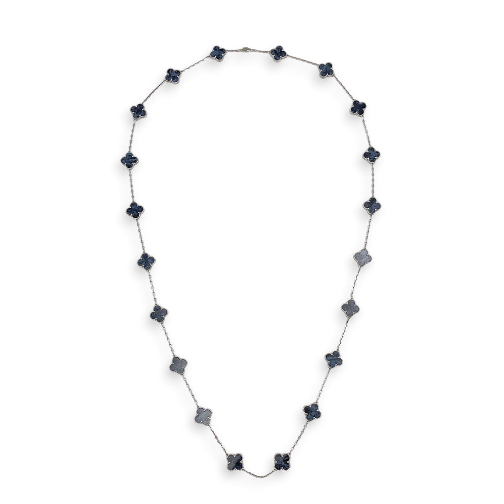 Van Cleef & Arpels (PSPM) Vintage Alhambra Pendant, 20 Motifs Necklace in Blue