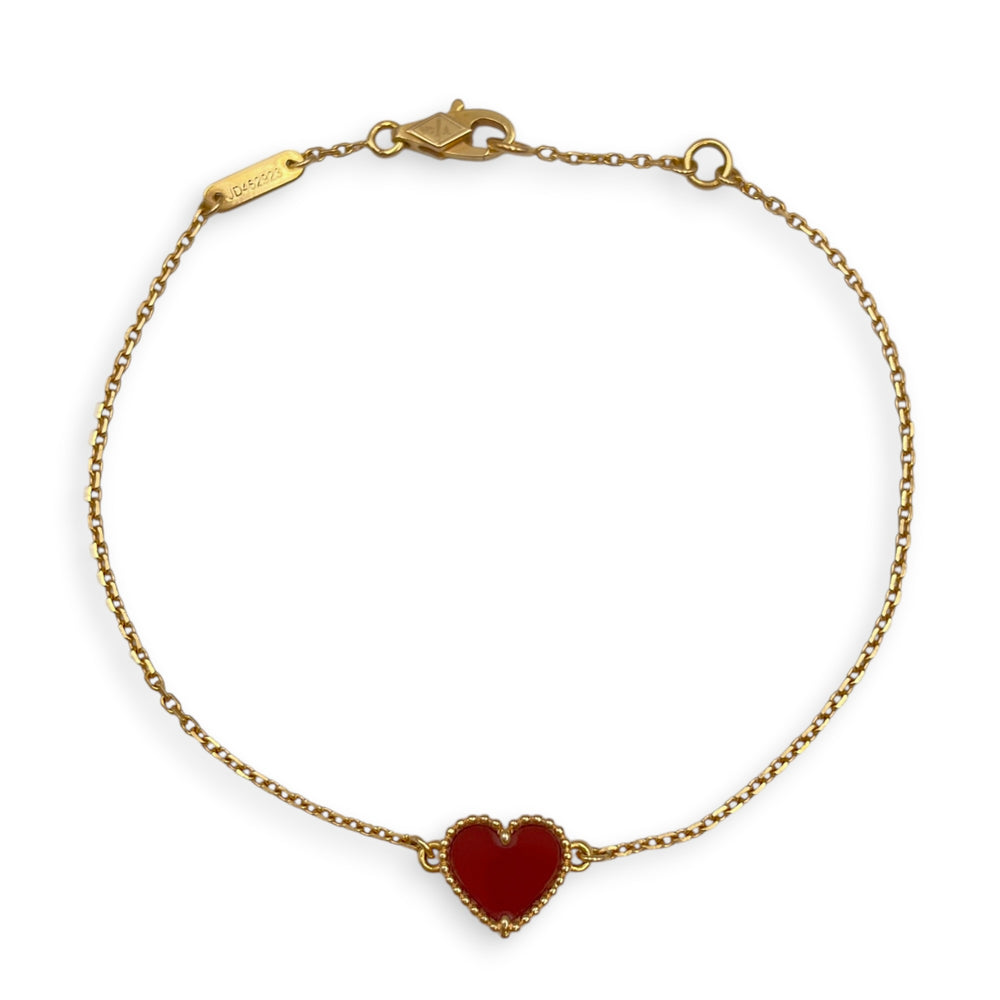 Van Cleef & Arpels (PSPM) Sweet Heart Red Bracelet in Carnelian Rose Gold hardware