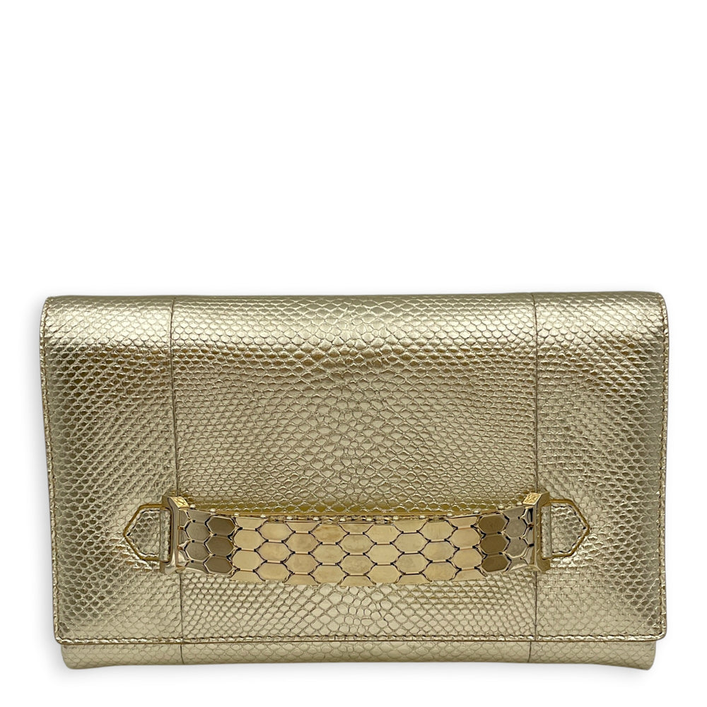 Bvlgari Cocktail  Gold Clutch in Nappa Leather Light Gold hardware