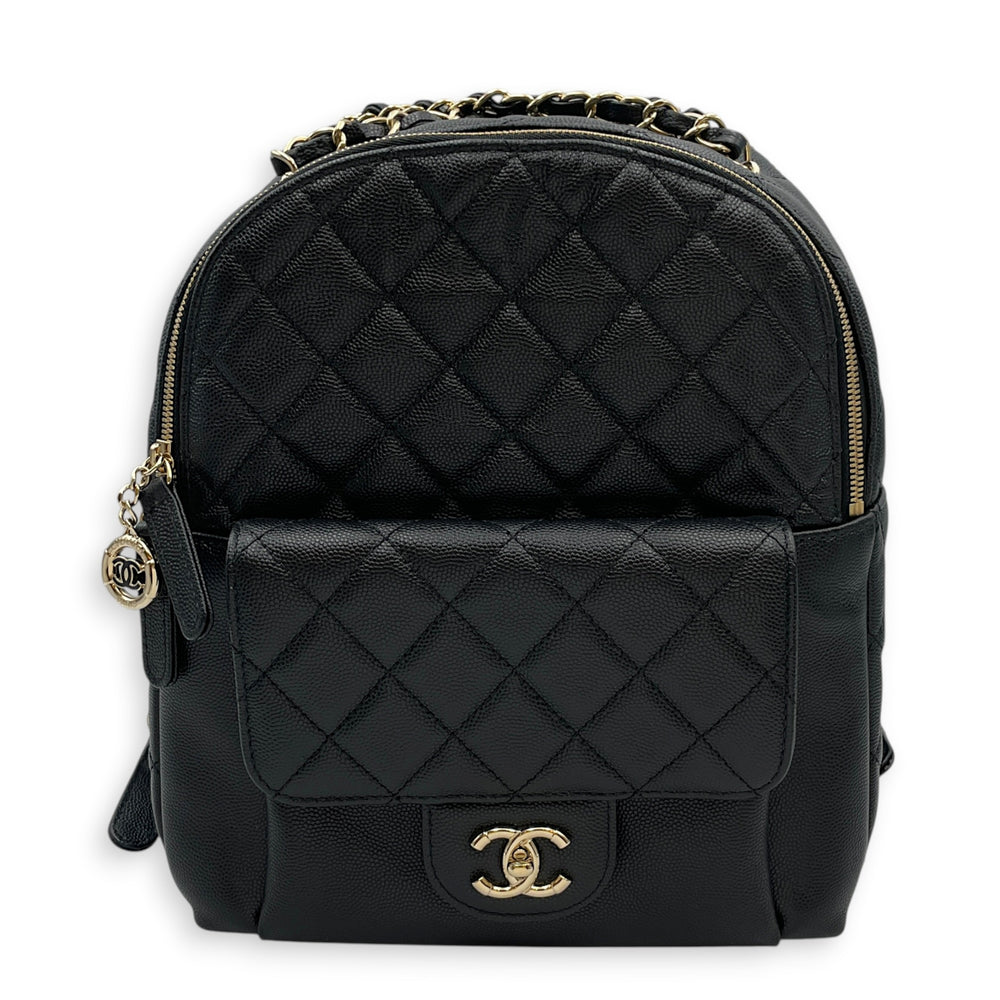 Chanel CC Day  Small Black Backpack in Caviar Leather Silver hardware