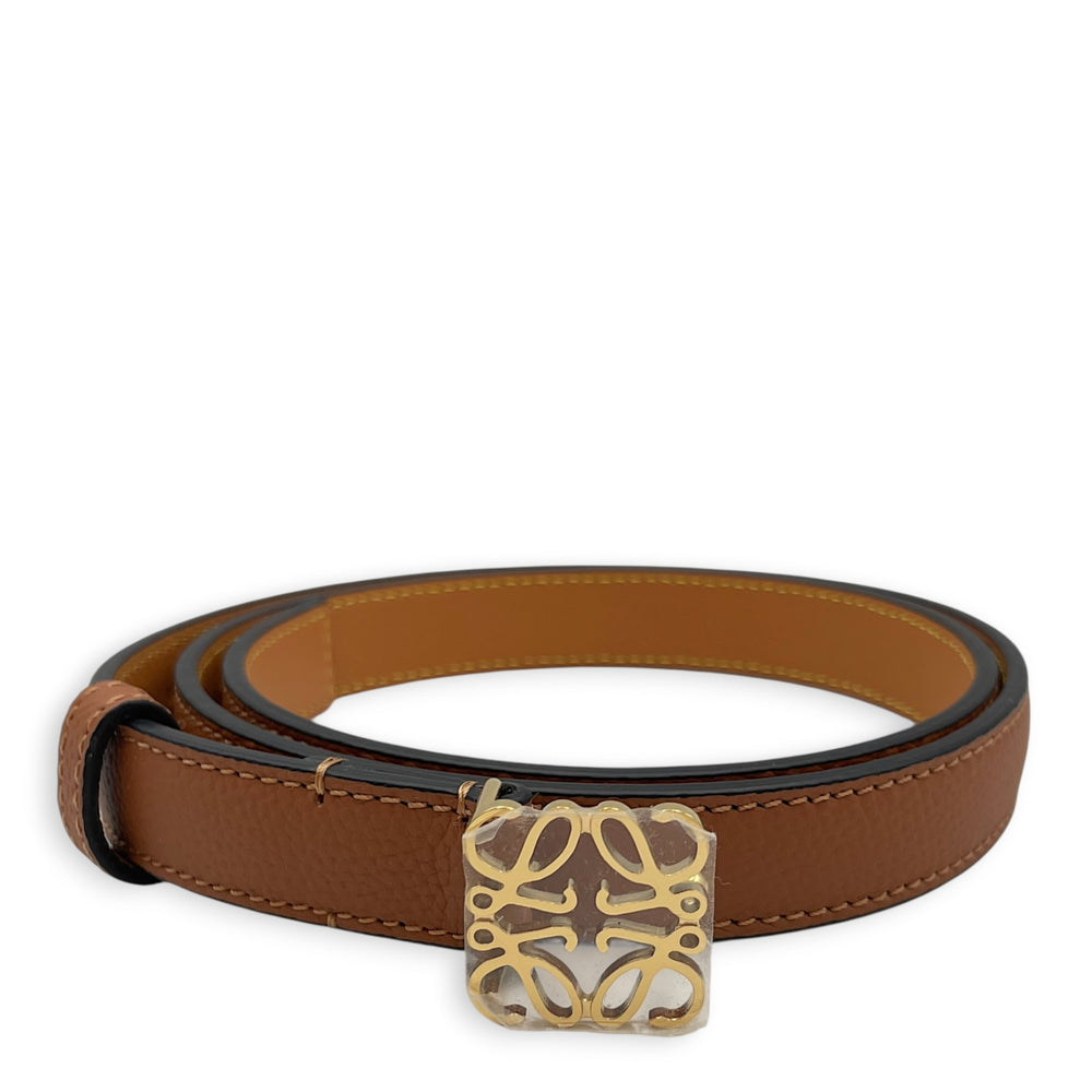 Loewe Anagram 80cm Tan Belt in Calfskin Gold hardware