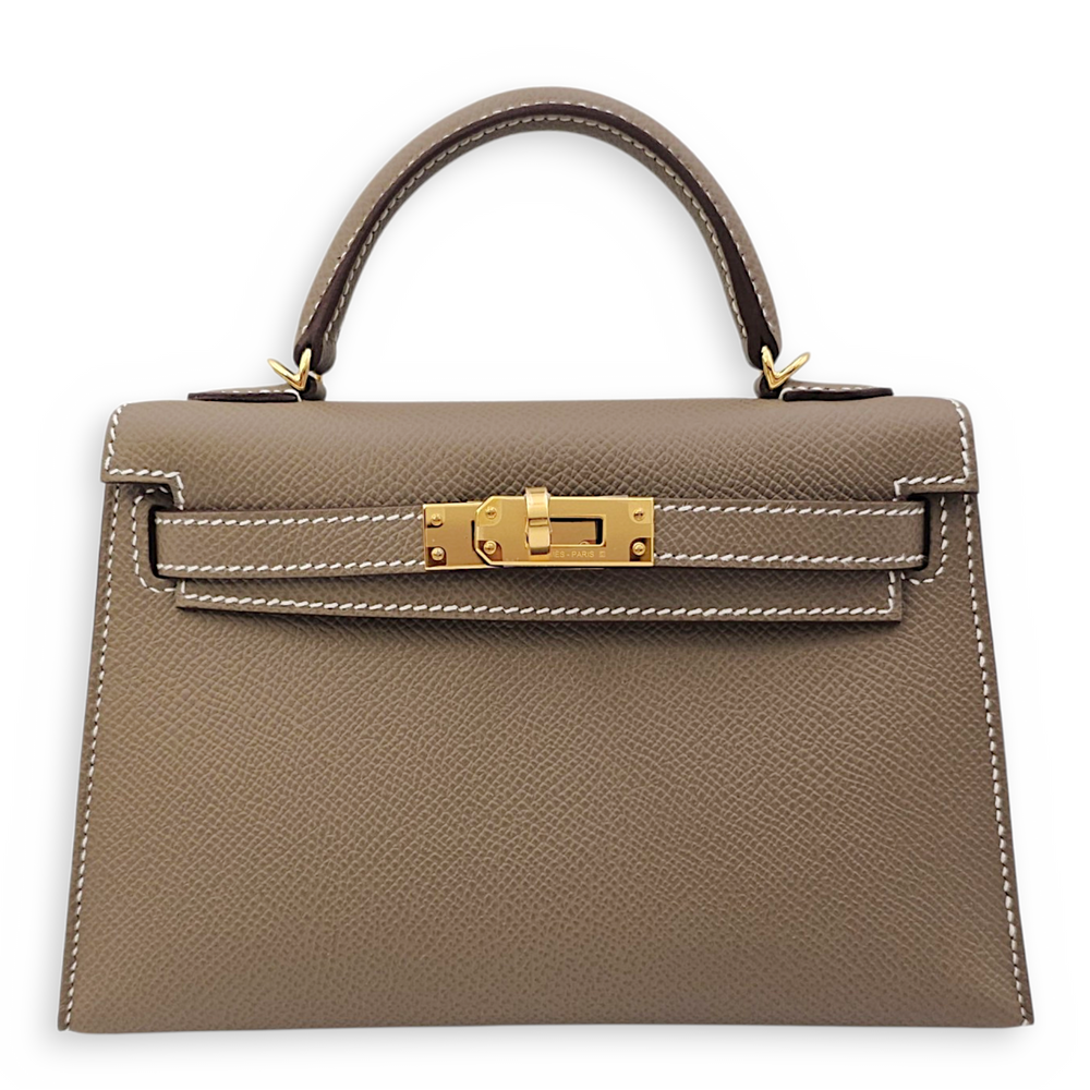 Hermès Kelly 20 Etoupe in Epsom Gold hardware