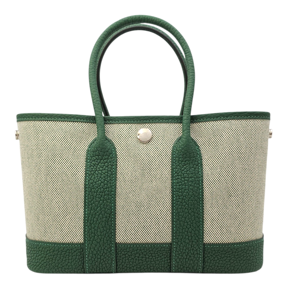 Hermès Neo Garden  23 Vert Moyen/Ecru-Vert Moyen  in Negonda/Toile Palladium hardware