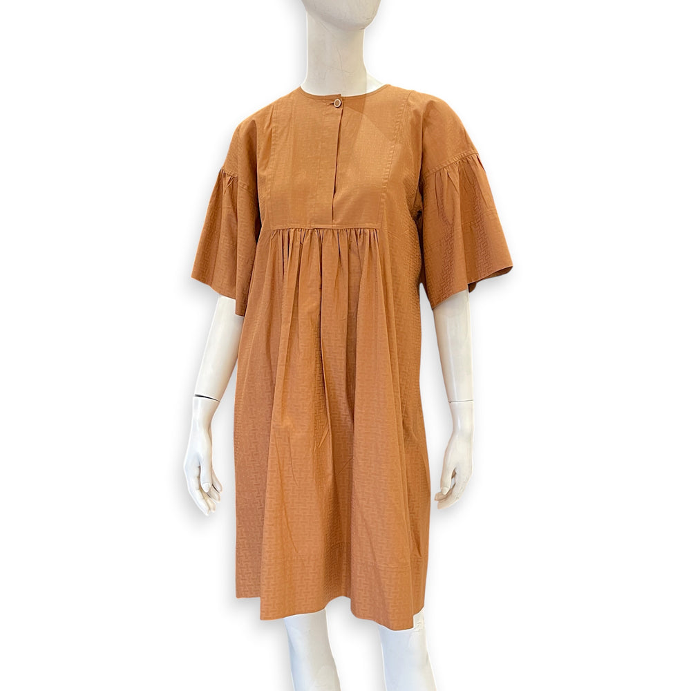 Hermès Bohemian Short Sleeved Dress  36 Brown Ready-To-Wear in Cotton