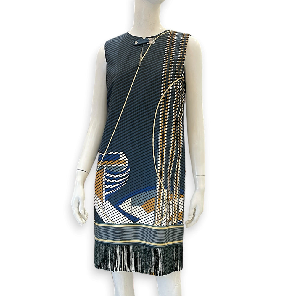 Hermès Tarasa Raye Sleeveless Dress 36 Blue Ready-To-Wear in Cotton  Palladium hardware