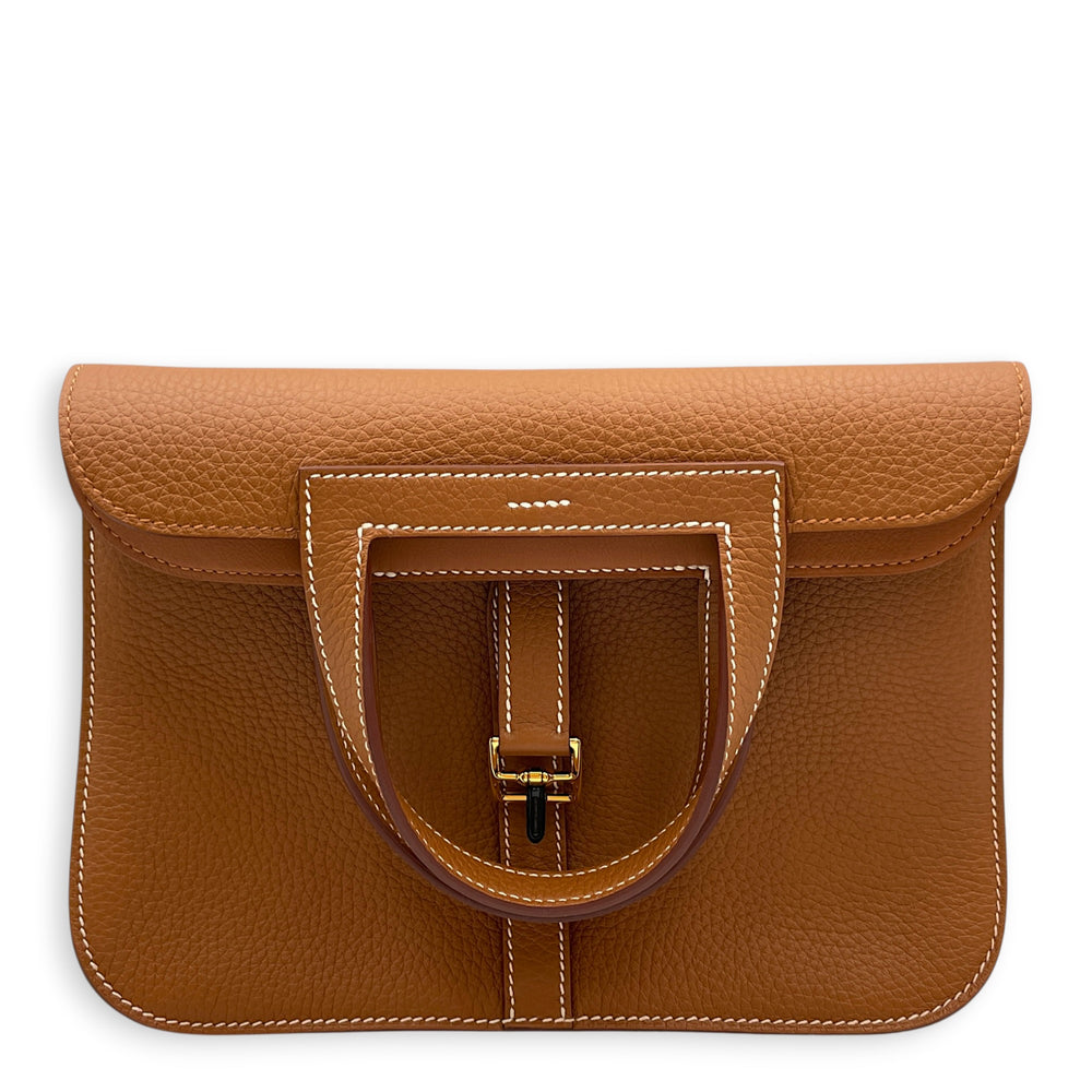 Hermès Halzan  25 Gold in Clemence Gold hardware