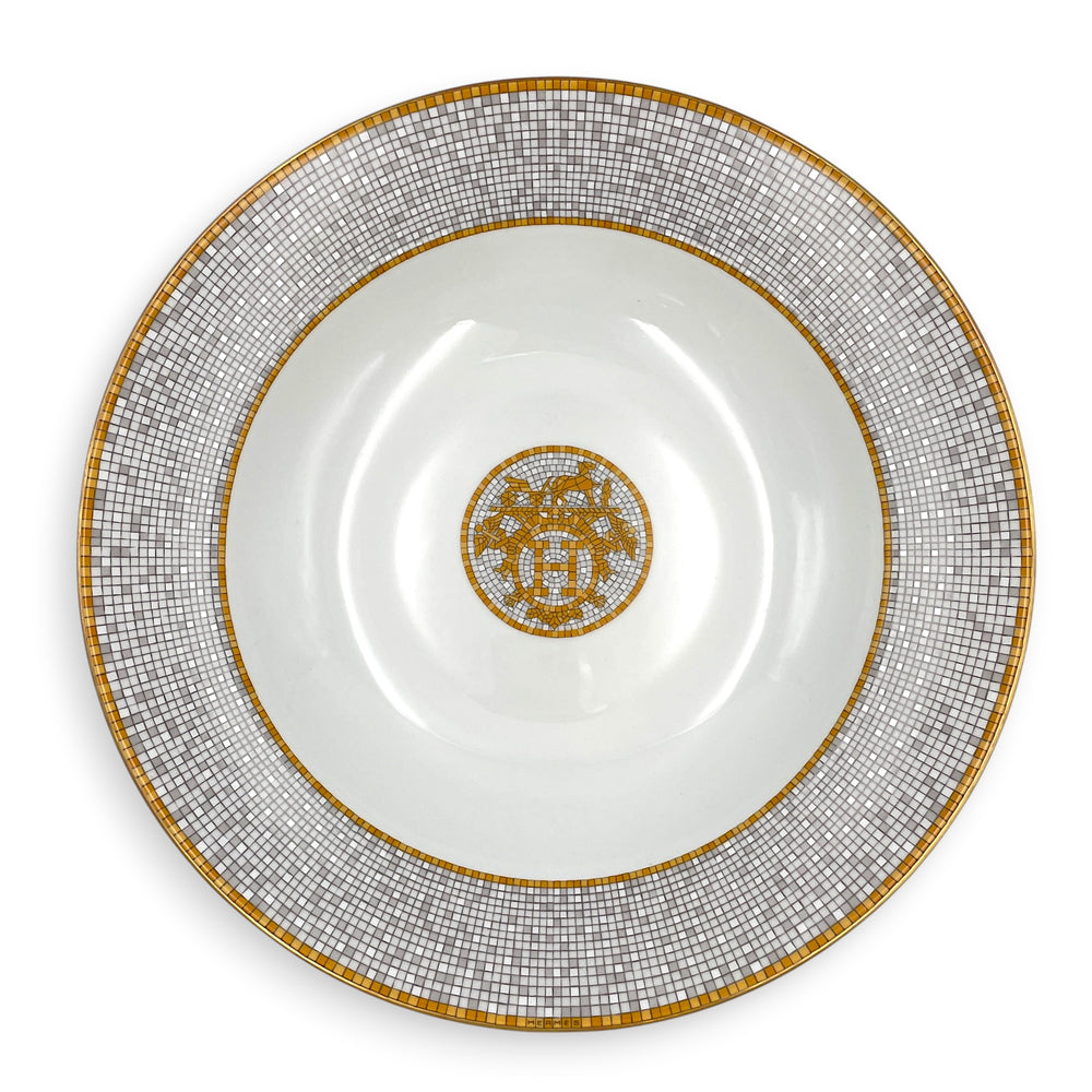 Hermès Mosaique Au 24 Gold Round Deep Platter Porcelaine
