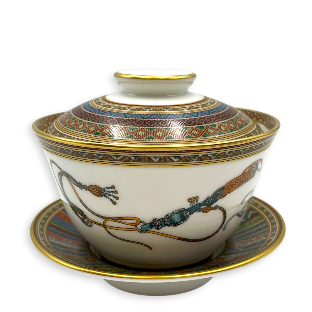 Hermès Cheval d'Orient Tea Cup with Lid & Saucer Multi-colour Porcelaine