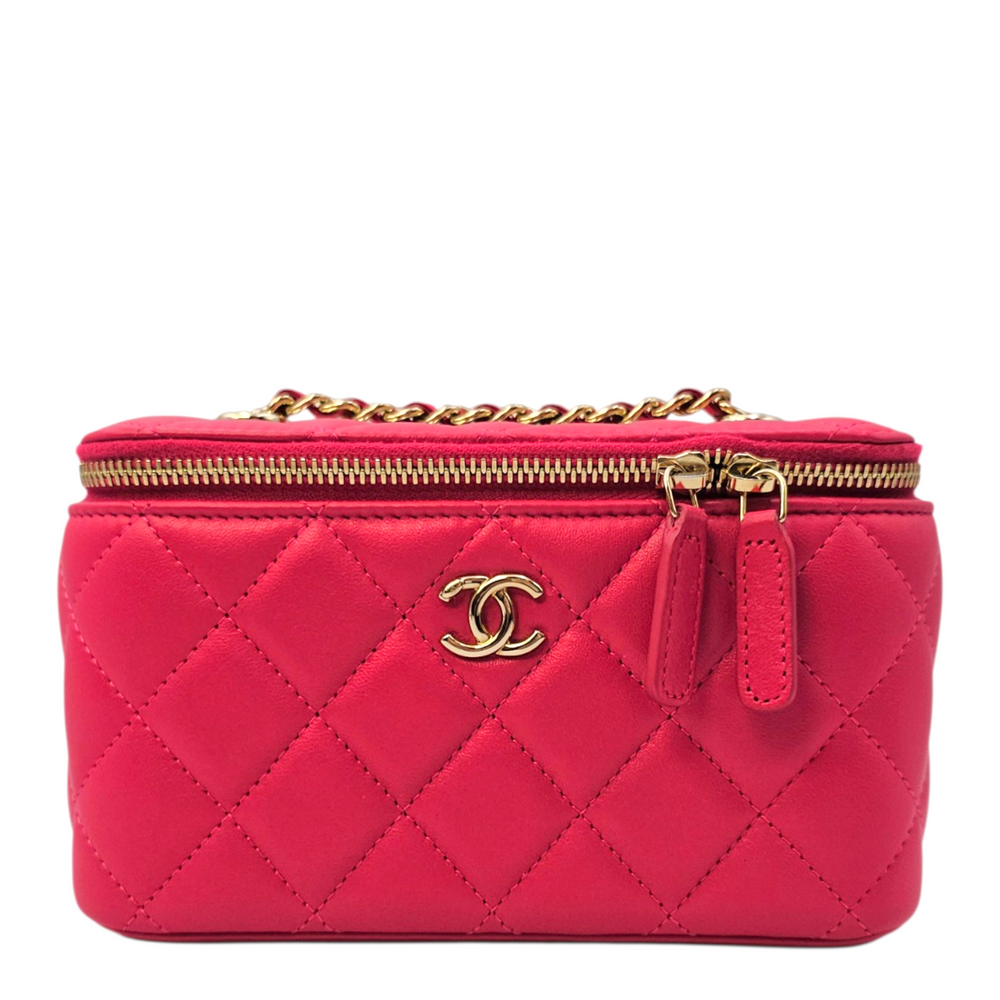 Chanel Vanity Pink Crossbody Bag in Lambskin Light Gold hardware