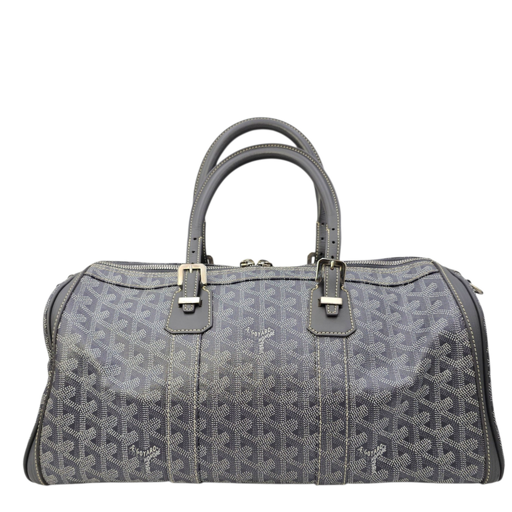 Goyard Croisiere Duffle  Grey Top Handle Bag in Coated Canvas Silver hardware